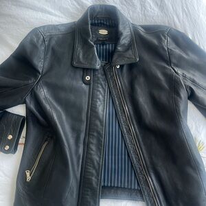 Massimo Dutti - Natural Leather Black Jacket